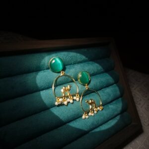 Emerald-Tone Camel Caravan Hoop Earrings.