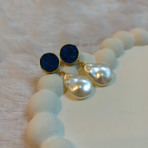 Royal Blue Druzy & Baroque Pearl