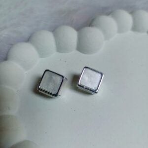 Silver Opaline Square Drop Earrings